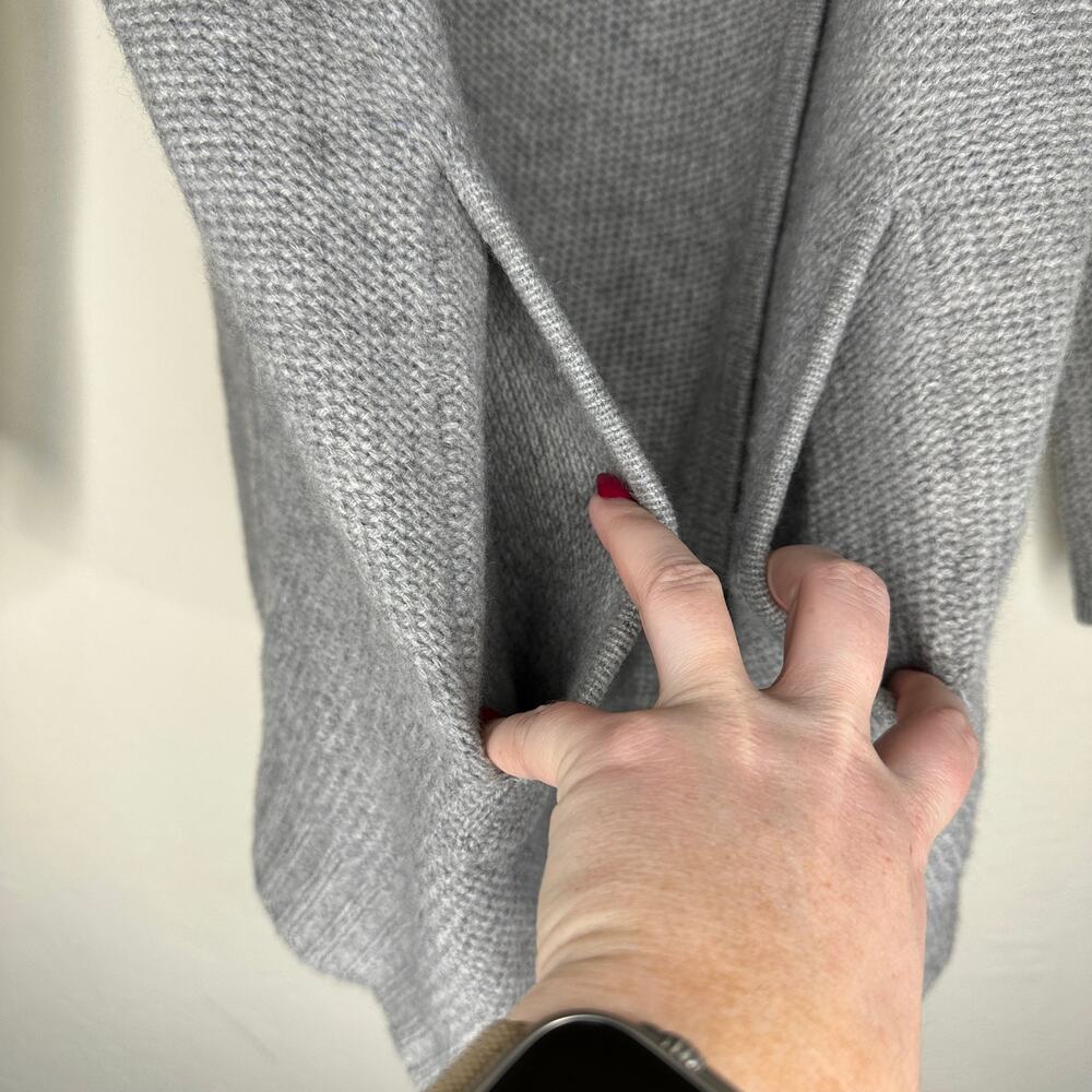 360 Cashmere Grey Draped Wrap Tie Front Moto Waterfall Cardigan Sweater Small - Picture 8 of 15